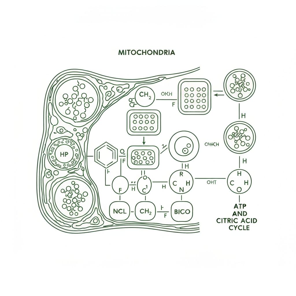 Mitochondrienfunktion ATP-Synthese Citratzyklus Schema